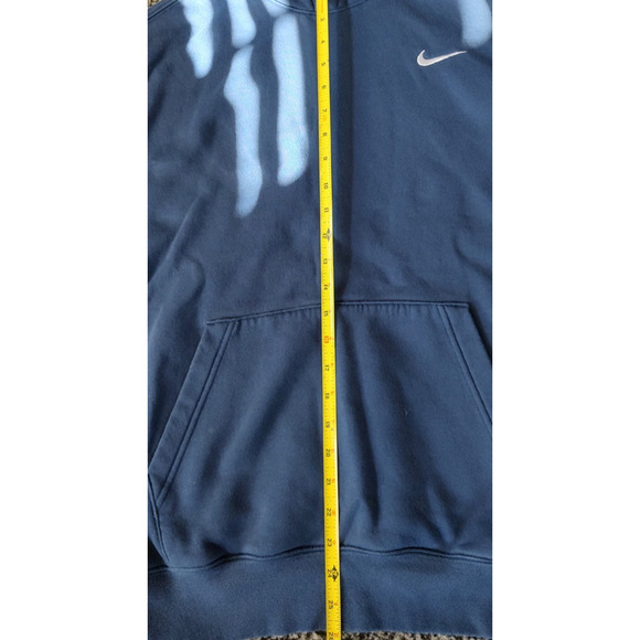 Mens Unisex Nike Embroidered Hoodie Sz M Navy Blue Hood Sweatshirt Pullover Gym - Picture 11 of 11